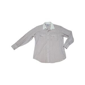 Vintage Kenny Rogers Western Snap Button Down Shirt Striepd Red White Cowboy XL